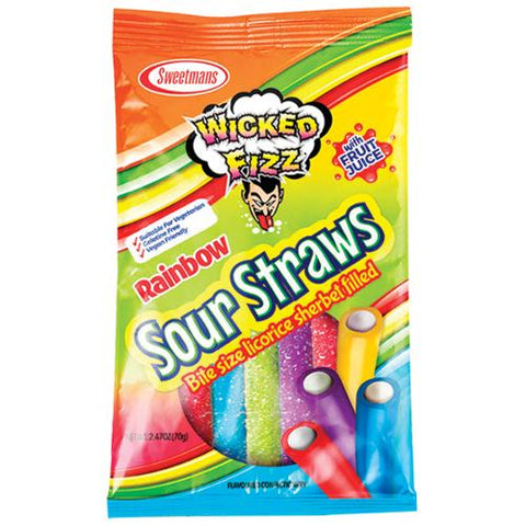 Wicked Fizz Rainbow Sour Straws 70g