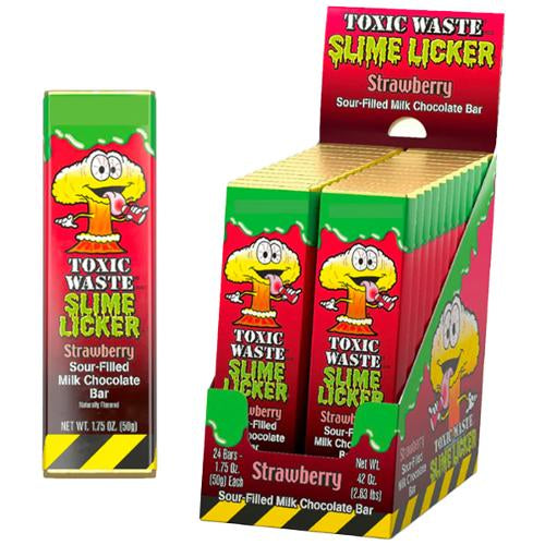 US Toxic Waste Slime Licker Strawberry Sour Filled Milk Chocolate Bar Each