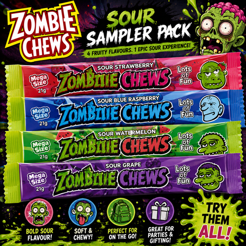 Zombie Chews Sour Sampler Pack - 4 Pack