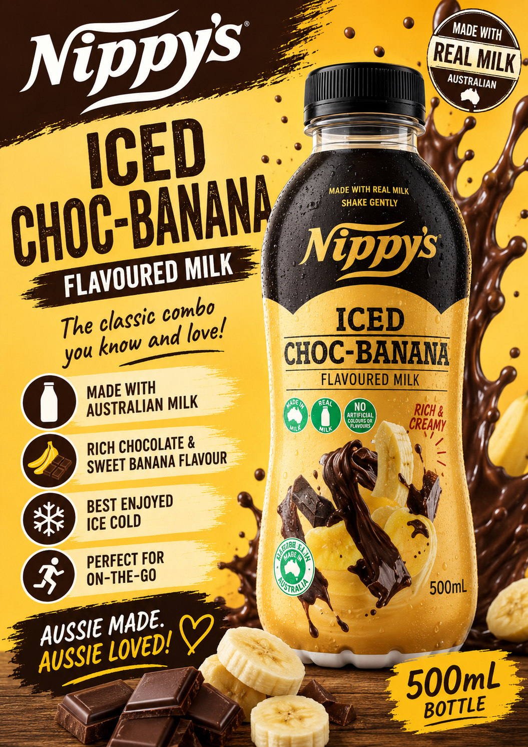 Nippys 500ml Bottle - Iced Choc Banana