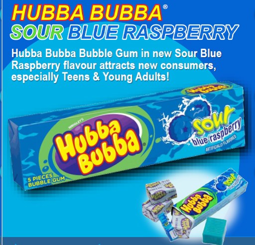 USA Hubba Bubba Sour Blue Raspberry - 5x Pieces