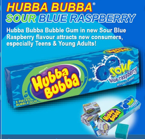 USA Hubba Bubba Sour Blue Raspberry - 5x Pieces
