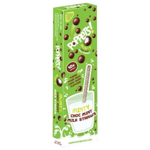EU Poppets Milk Straws Minty Choc Mint 10pk (Europe)