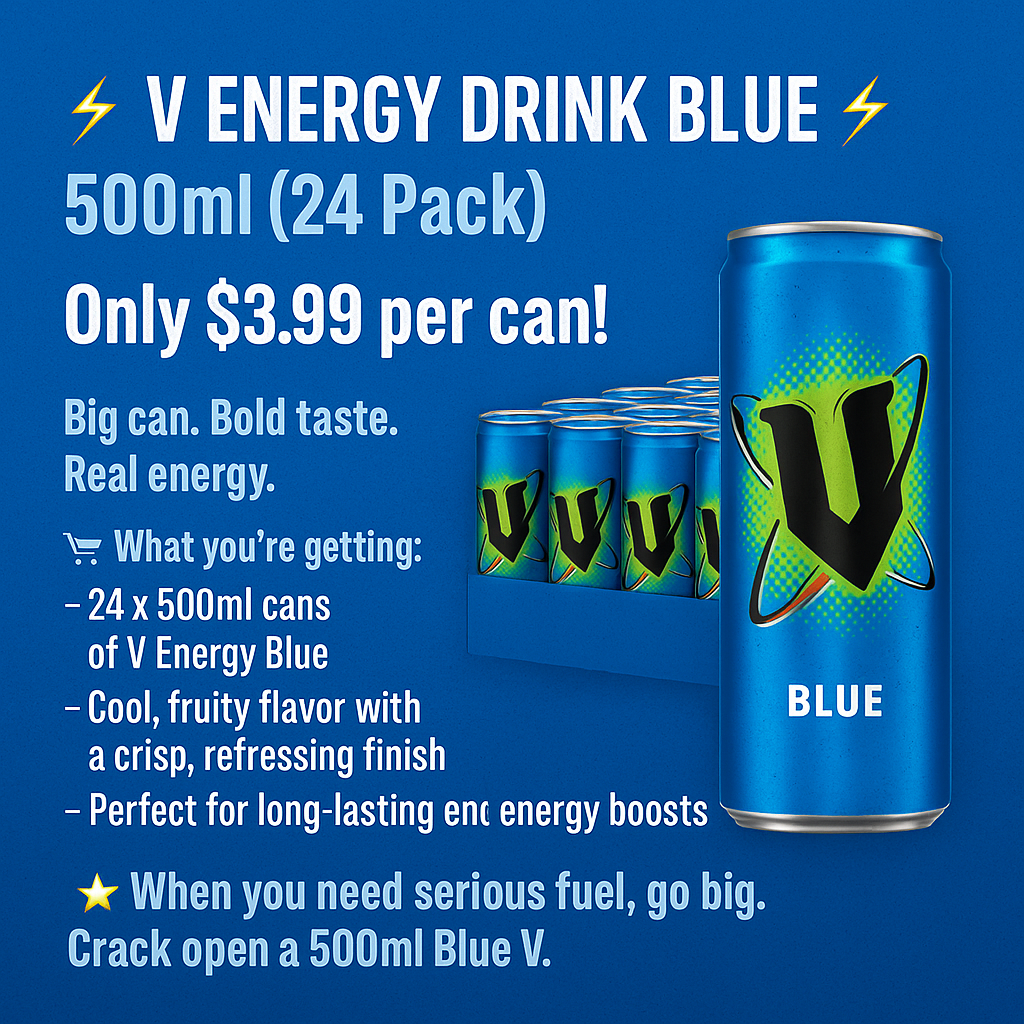V Energy Drink Blue – 500ml x24