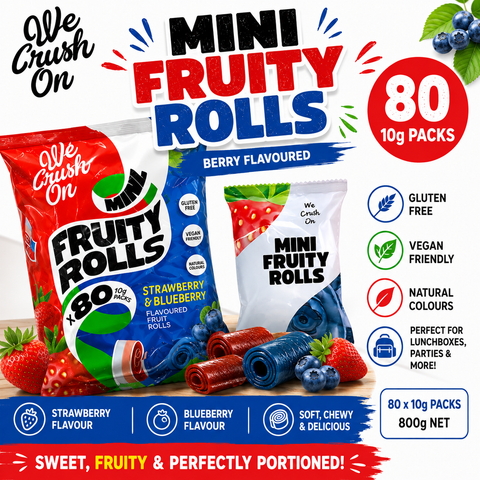 Mini Fruity Rolls – Strawberry & Blueberry 80 Rolls