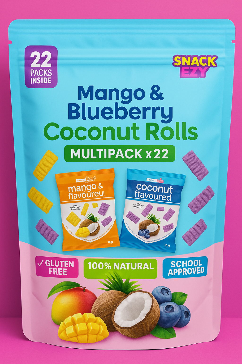 Mango and Blueberry Coconut Rolls Multipack x22