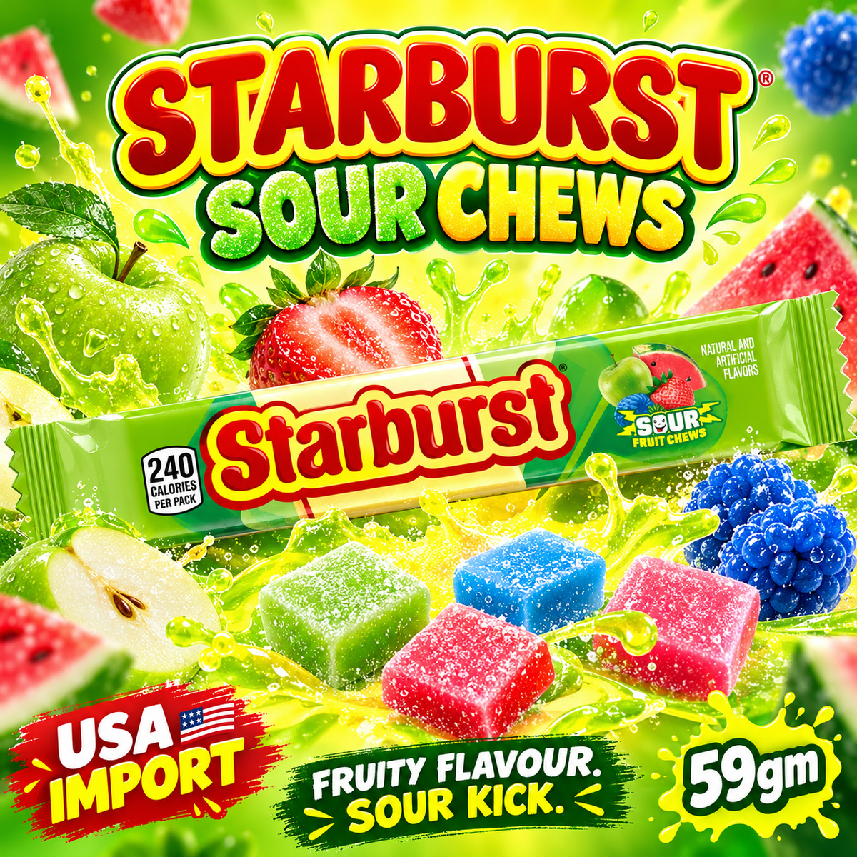 USA Starburst Sour Chews - 59gm