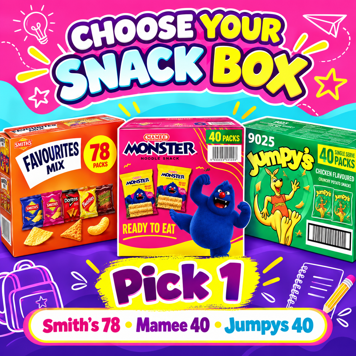 NEW! Back-to-School Pack – Basic | Up to 270 Snacks + Your Choices