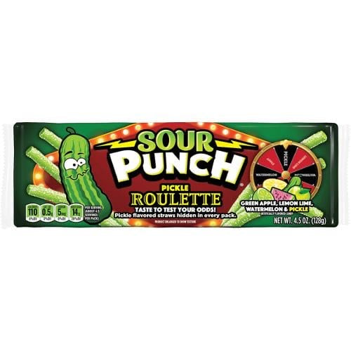 US Sour Punch Pickle Roulette Straws 128g