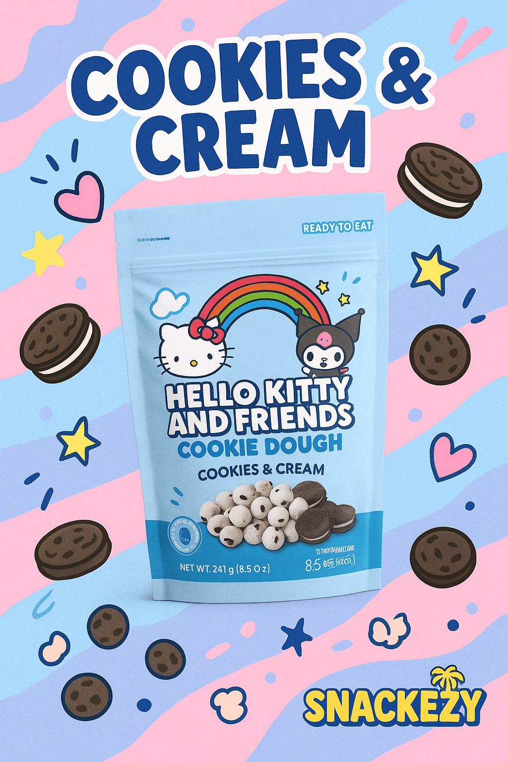 USA Hello Kitty and Friends Cookie Dough Bites - Cookies and Cream 241gms