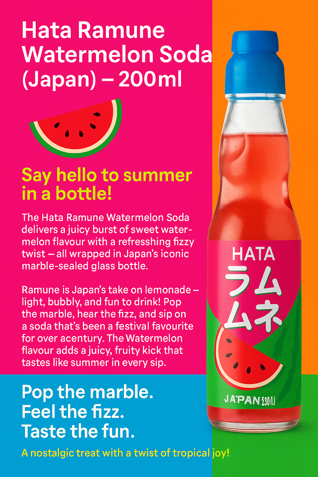 Japanese Hata Ramune 200ml - Watermelon