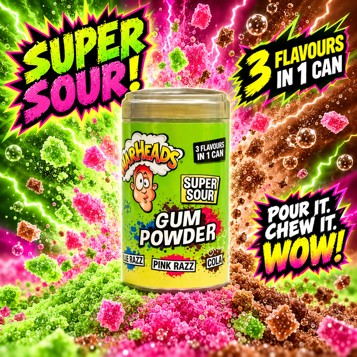 USA Warheads SUPER SOUR Gum Powder - Each