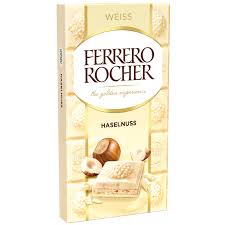 UK Ferrero Rocher Hazelnut White Chocolate Block 90gm