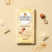 UK Ferrero Rocher Hazelnut White Chocolate Block 90gm