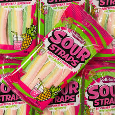 Lolliland Sour Straps 160gm - Raspberry Lemonade & Pineapple