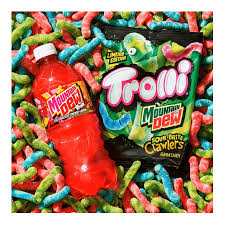 USA Trolli Sour Gummy Worms - LIMITED Mountian Dew 120gm