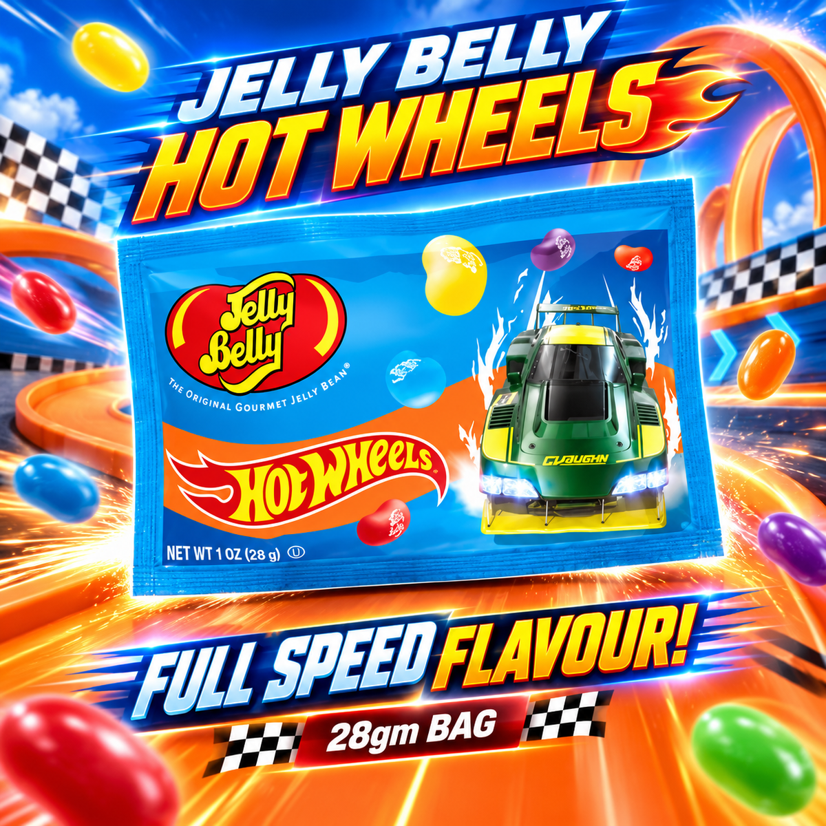 USA Jelly Belly 28gm Bag - Hot Wheels