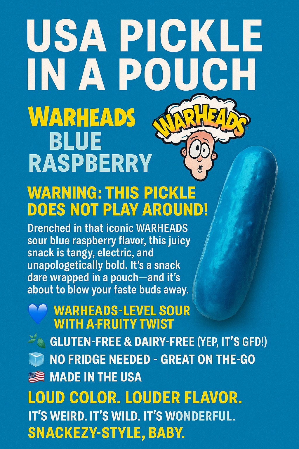 USA Pickle In a Pouch - Warheads Blue Raspberry