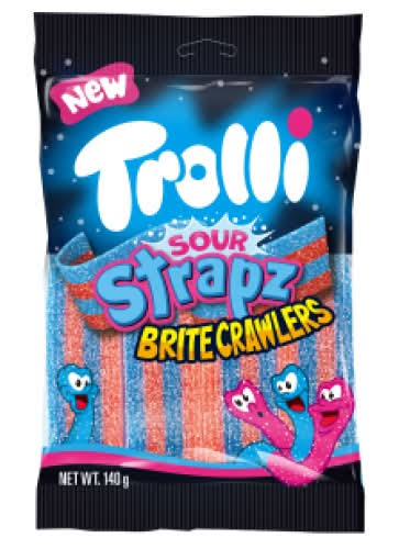 Trolli Sour Strapz 140gm - Britecrawlers