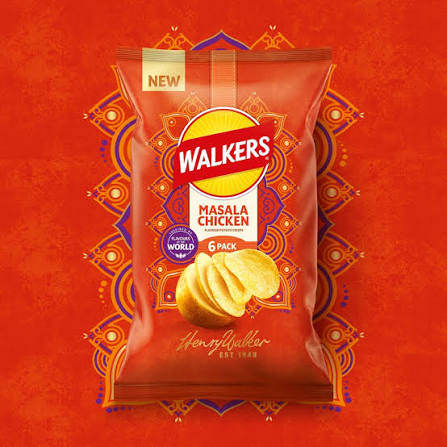 UK Walkers Masala Chicken Crisps - 70gm Bag