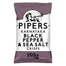UK Pipers Crisps – Black Pepper + Sea Salt 150gm