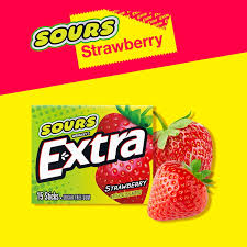 USA Extra Sours Gum 15x - Strawberry